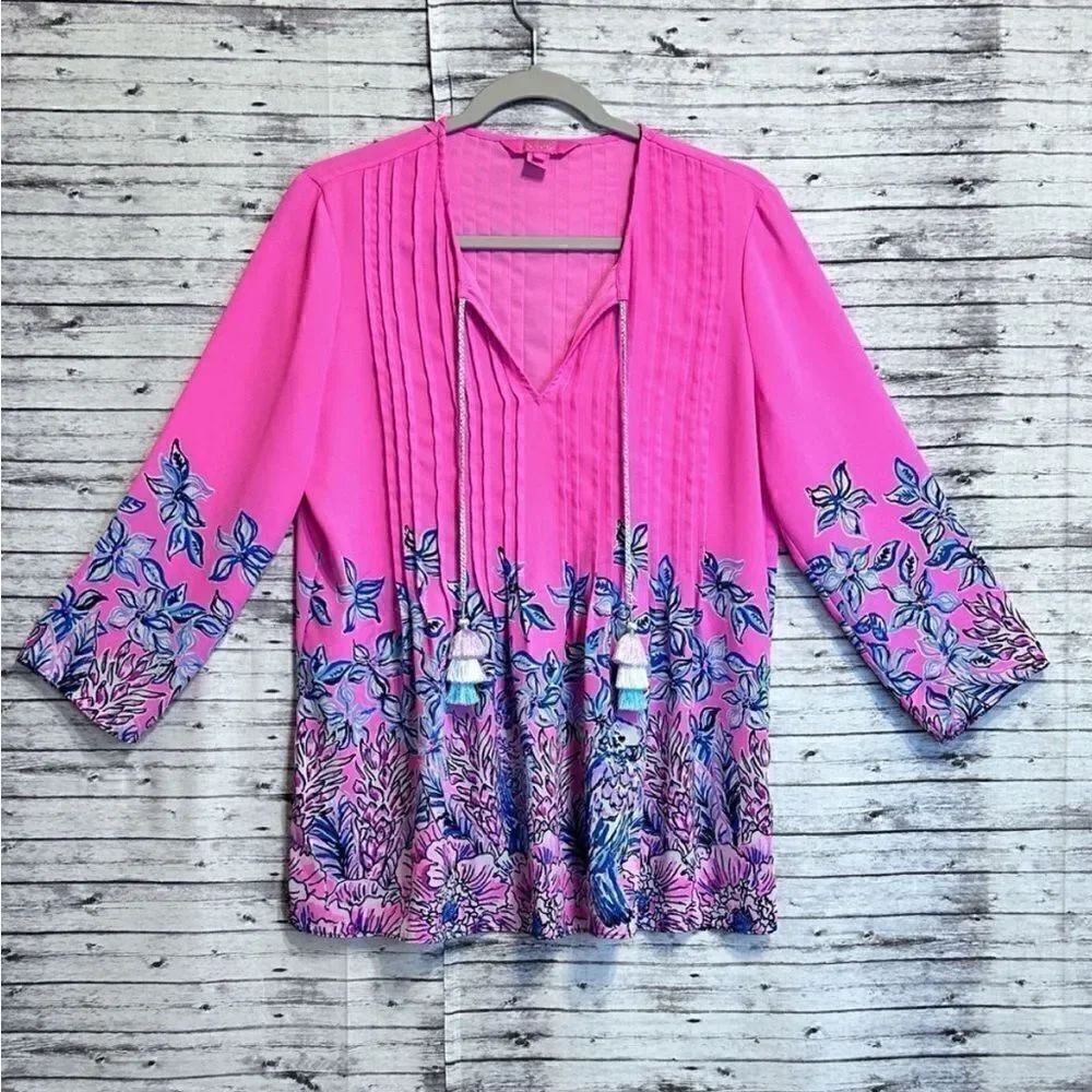 Lilly Pulitzer Marilina Tunic Top Lucky Lady Engineered